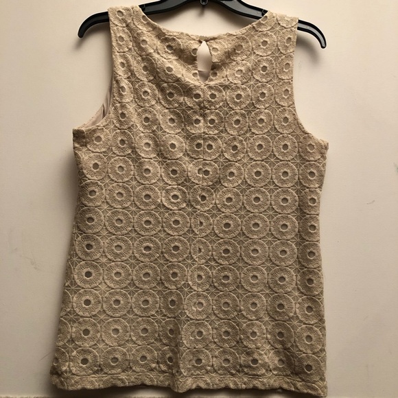 BANANA REPUBLIC Top, Lace Cream, Sleeveless. M - Picture 2 of 7